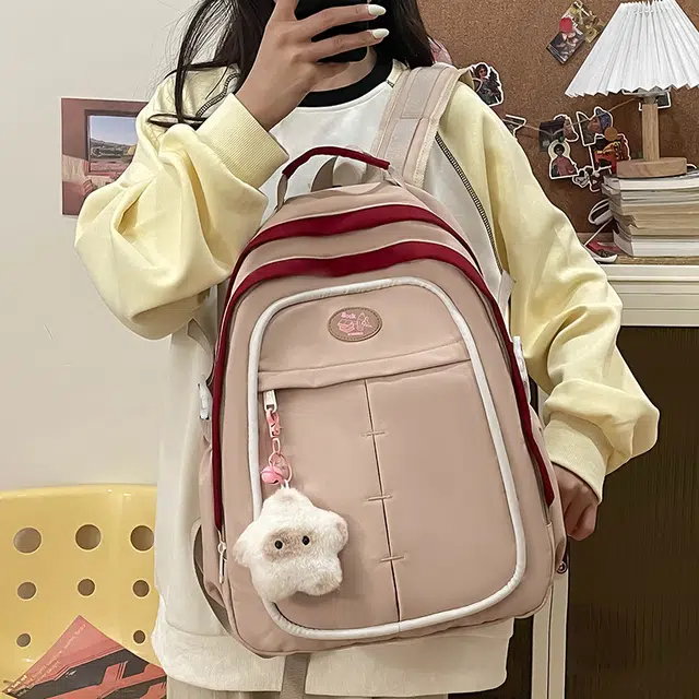 彤彤兔 小众设计拼色可爱少女 尼龙 双肩包 女款 多色