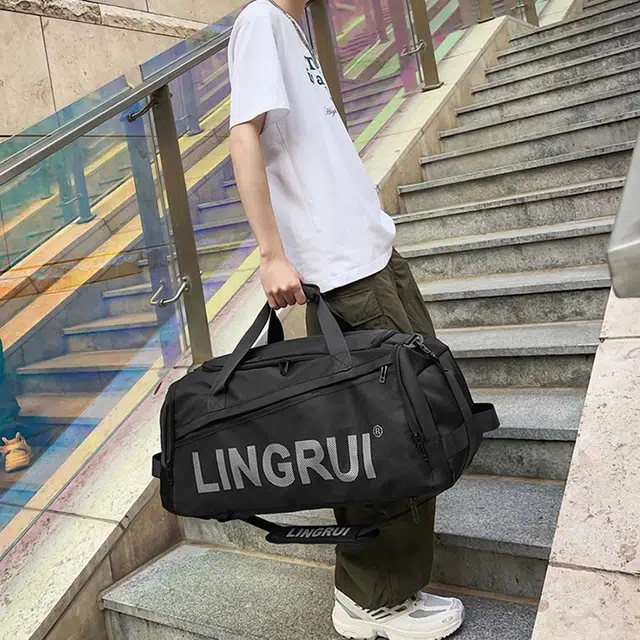 彤彤兔 运动双肩干湿分离游泳训练包大容量 尼龙 手提健身包旅行包 男女同款情侣款 黑色/绿色/白色