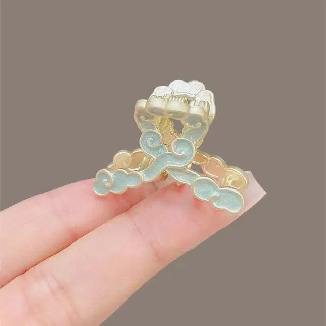 彤彤兔 古风蓝色祥云小抓夹旗袍鲨鱼夹刘海夹顶夹 发夹 女款