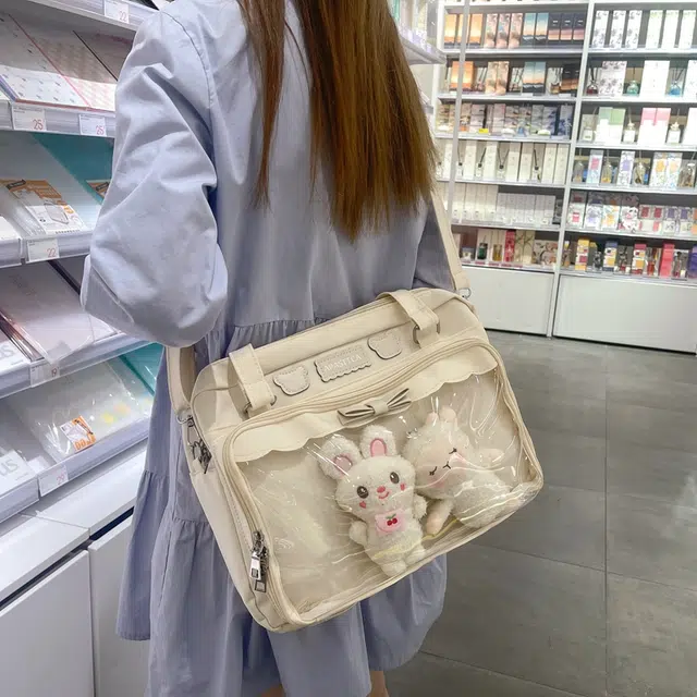 德力熊 日系软妹蝴蝶结 尼龙 斜挎单肩包 常规 女款 粉/蓝/白/黑