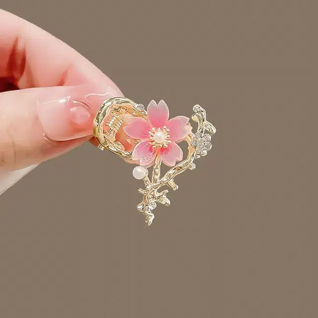 彤彤兔 樱花超仙花朵侧边后脑勺仙女发卡时尚鲨鱼夹发饰 发夹 女款