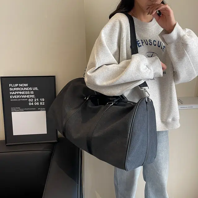 德力熊 大容量 帆布 行李健身包旅行包斜挎手提单肩包 常规 男女同款情侣款 黑茶/绿