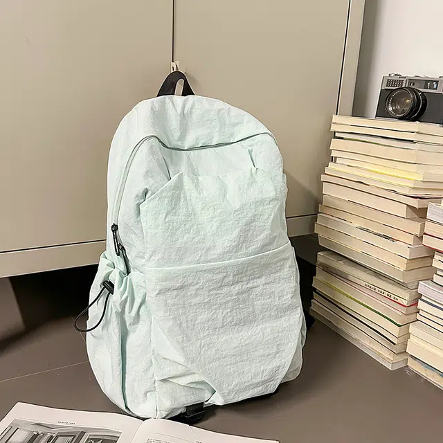 德力熊 纯色简约大容量轻便百搭 尼龙 双肩包 常规 男女同款情侣款 黑色/灰色/棕色/绿色