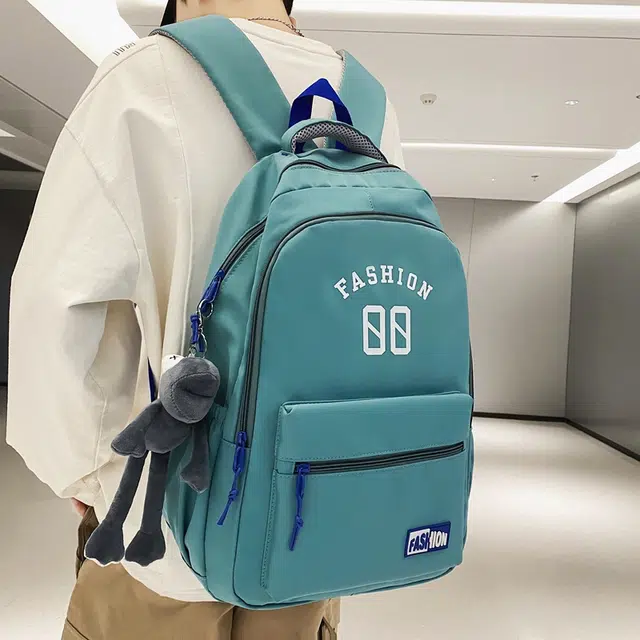 德力熊 多色大容量耐用时尚百搭韩版学生 尼龙 书包背包双肩包 常规 男女同款情侣款 黑/白/绿/粉/灰