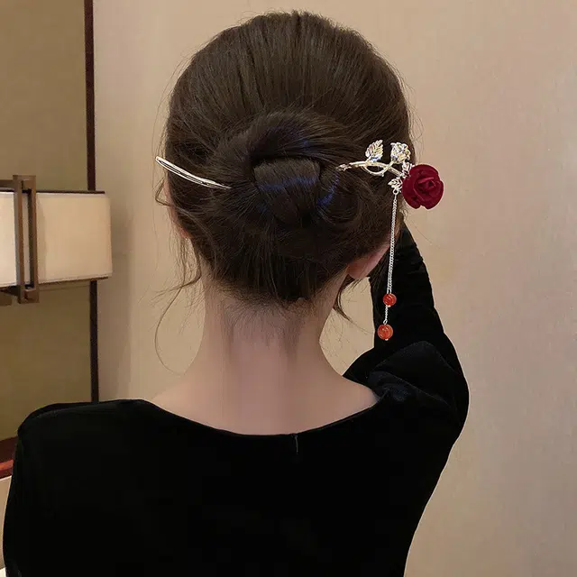 彤彤兔 气质玫瑰盘发 发簪 女款