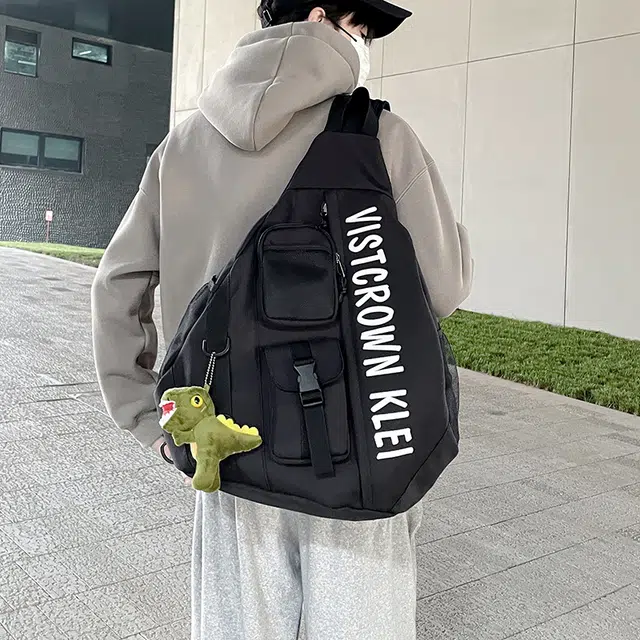 德力熊 拉链开合 尼龙 单肩包 男女同款情侣款 黑/白/蓝/黄