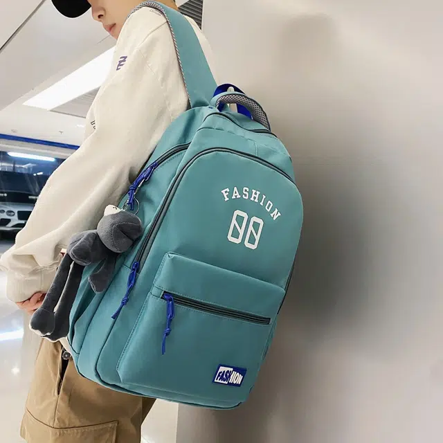 德力熊 多色大容量耐用时尚百搭韩版学生 尼龙 书包背包双肩包 常规 男女同款情侣款 黑/白/绿/粉/灰