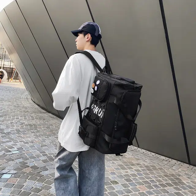 彤彤兔 休闲简约日常短途旅游时尚百搭 尼龙 旅行包 中号 男女同款情侣款 灰色/黑色/绿色