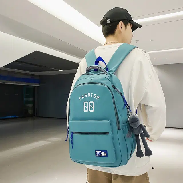 德力熊 多色大容量耐用时尚百搭韩版学生 尼龙 书包背包双肩包 常规 男女同款情侣款 黑/白/绿/粉/灰