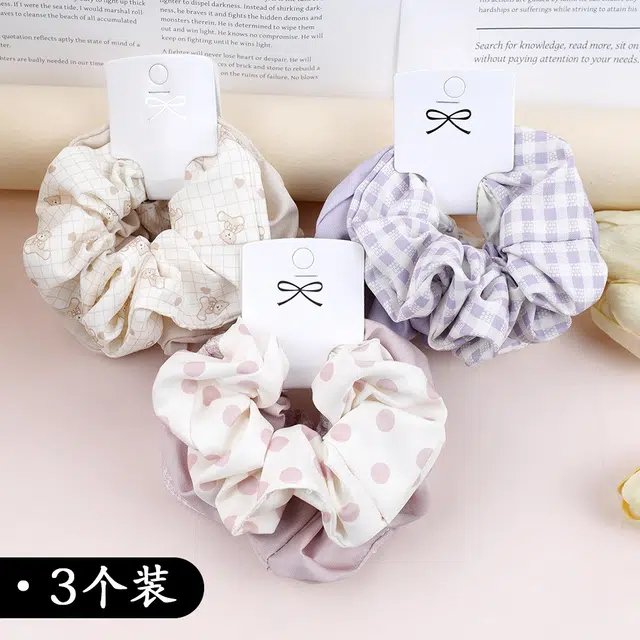 彤彤兔 碎花格子大肠甜美简约头绳扎马尾发绳发饰春夏 布料 发圈 女款
