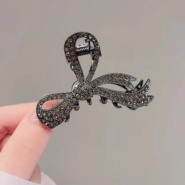 彤彤兔 黑色蝴蝶结抓夹中号高级感后脑勺盘发 鲨鱼夹发量多气质发饰 发夹 女款