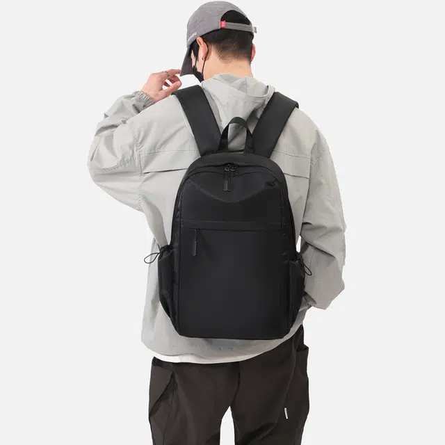 彤彤兔 纯色简约百搭 牛津布 书包背包双肩包 男款 黑色/蓝色/卡其色