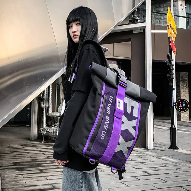 德力熊 潮牌休闲时尚大容量轻便 牛津布 书包背包双肩包 男女同款情侣款 黄色/蓝色/紫色/红色
