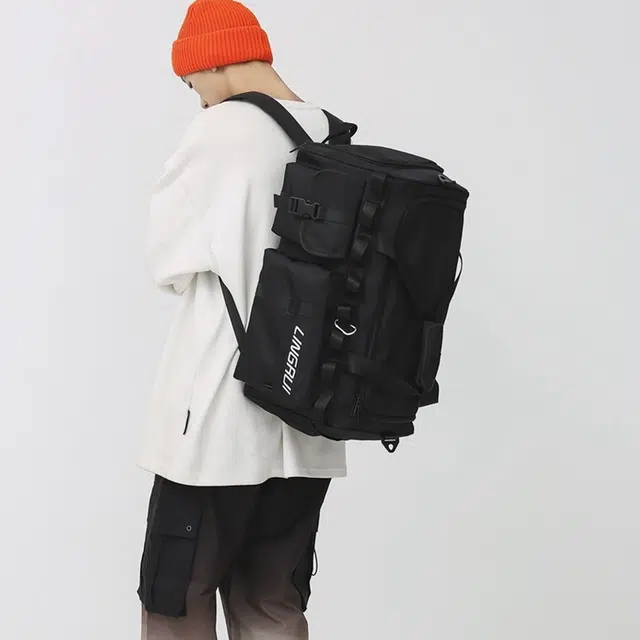 彤彤兔 通用双肩便携 尼龙 旅行包 男女同款情侣款 黑色/灰色/绿色