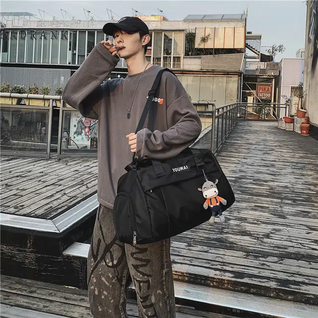 德力熊 轻便短途出差 尼龙 旅行包 男女同款情侣款 黑色/红色/粉色/灰色