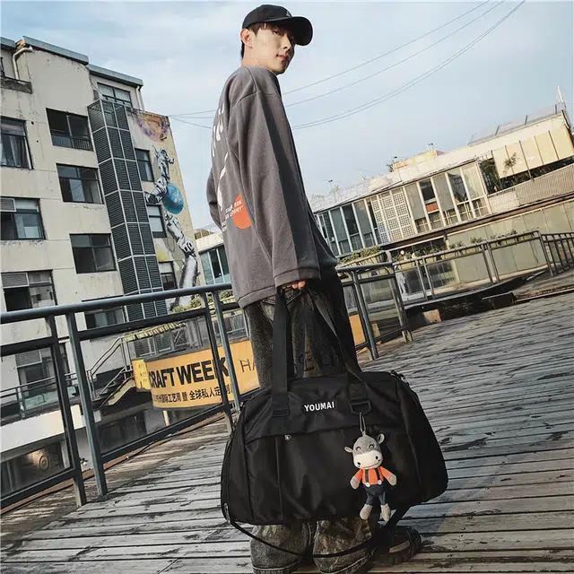 德力熊 轻便短途出差 尼龙 旅行包 男女同款情侣款 黑色/红色/粉色/灰色