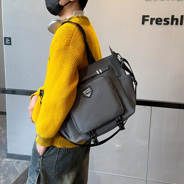 德力熊 日系潮流时尚轻便 尼龙 单肩包 男款 黑色/卡其色/浅灰色/深灰色