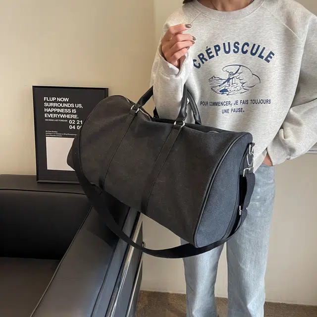 德力熊 大容量 帆布 行李健身包旅行包斜挎手提单肩包 常规 男女同款情侣款 黑茶/绿