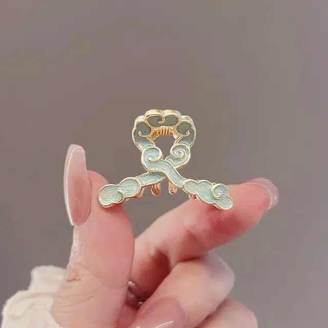 彤彤兔 古风蓝色祥云小抓夹旗袍鲨鱼夹刘海夹顶夹 发夹 女款