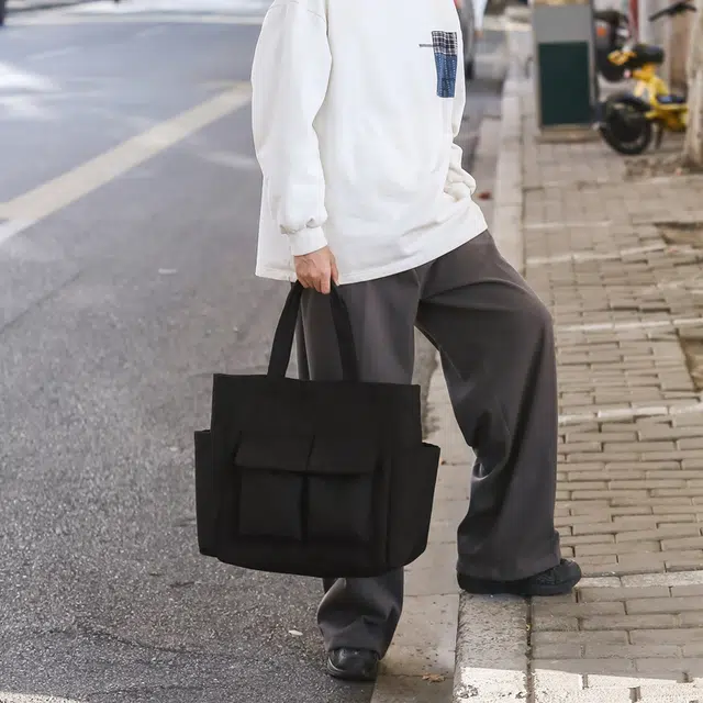 德力熊帆布包男女通用多色单肩包超大容量帆布袋多功能托特包日系简约手提单肩包
