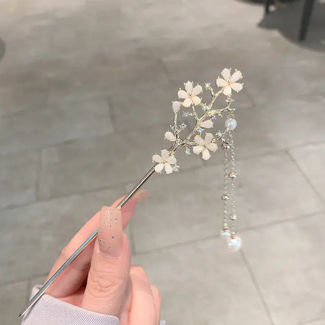彤彤兔 花盘发古风 汉服 一字 简约日常金步摇 发簪 女款
