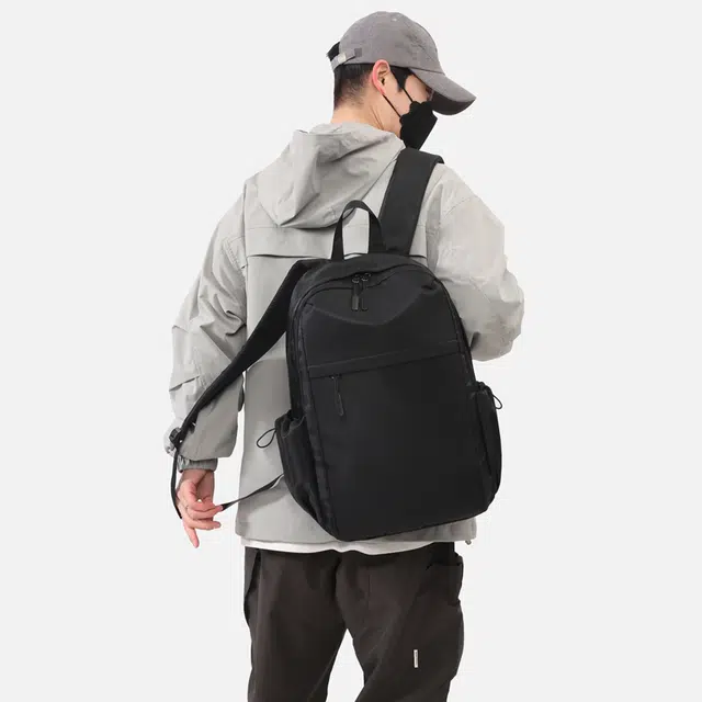 彤彤兔 纯色简约百搭 牛津布 书包背包双肩包 男款 黑色/蓝色/卡其色