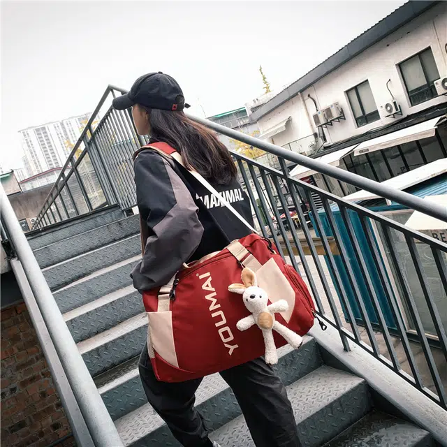 德力熊 短途出差旅游 尼龙 旅行包 男女同款情侣款 粉色深蓝色紫色黑色红色浅蓝色卡其色