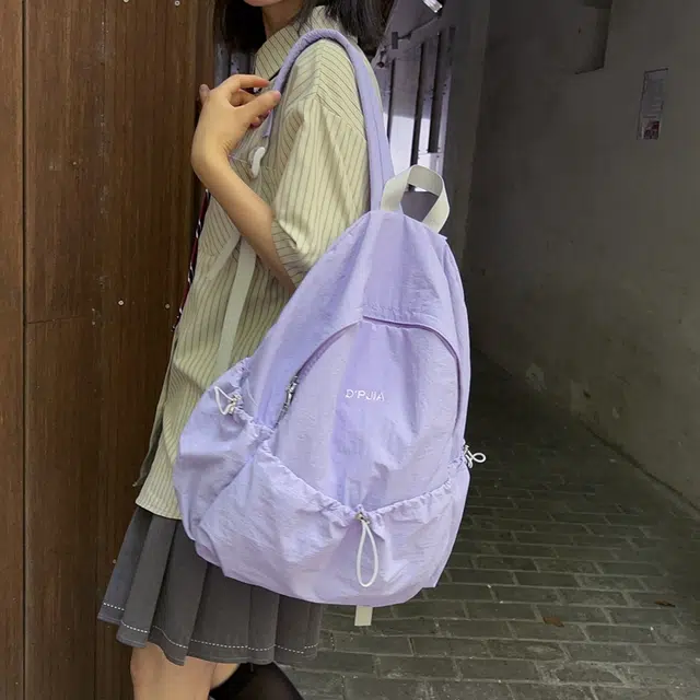 德力熊  尼龙男女通用多色超轻简约纯色双肩包尼龙大容量学生书包外出旅行背包