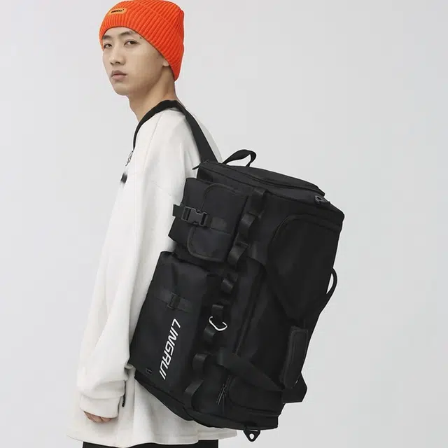 彤彤兔 通用双肩便携 尼龙 旅行包 男女同款情侣款 黑色/灰色/绿色