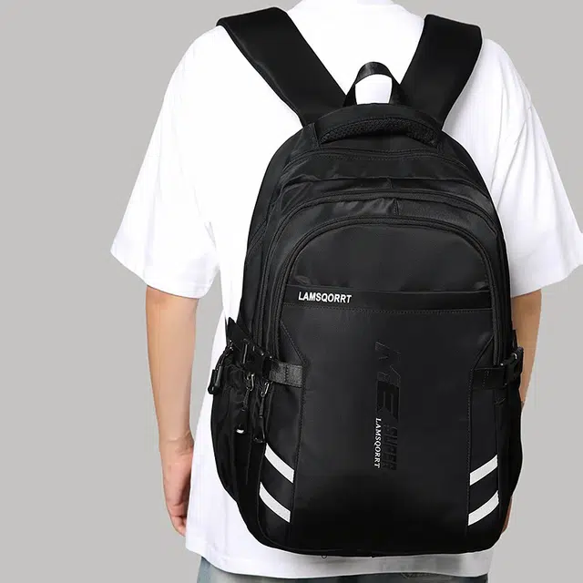 德力熊 撞色书包大容量时尚潮流休闲电脑背包 尼龙 双肩包 常规 男女同款情侣款 多色