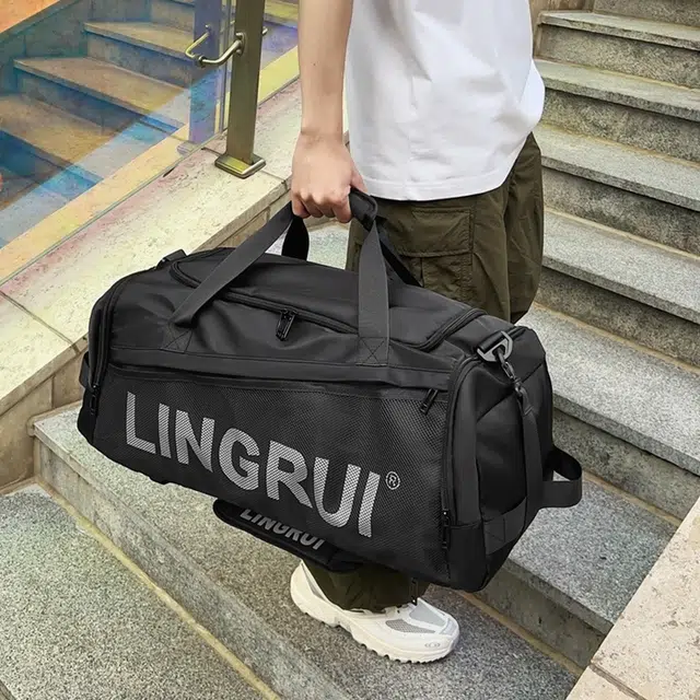 彤彤兔 运动双肩干湿分离游泳训练包大容量 尼龙 手提健身包旅行包 男女同款情侣款 黑色/绿色/白色