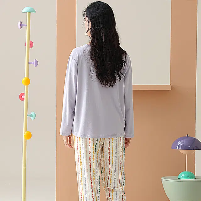棉有家 舒适圆领亲肤柔软清新休闲睡衣套装 女款