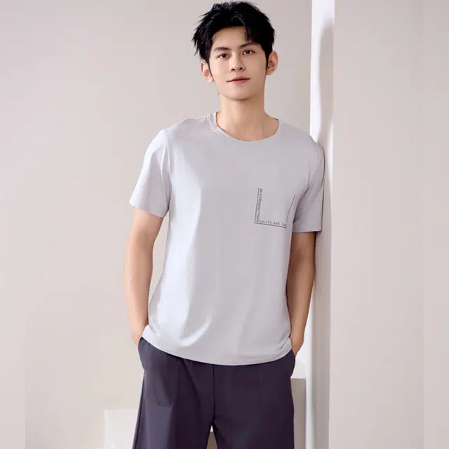 棉有家 极简舒适柔软短袖短裤睡衣套装 男款
