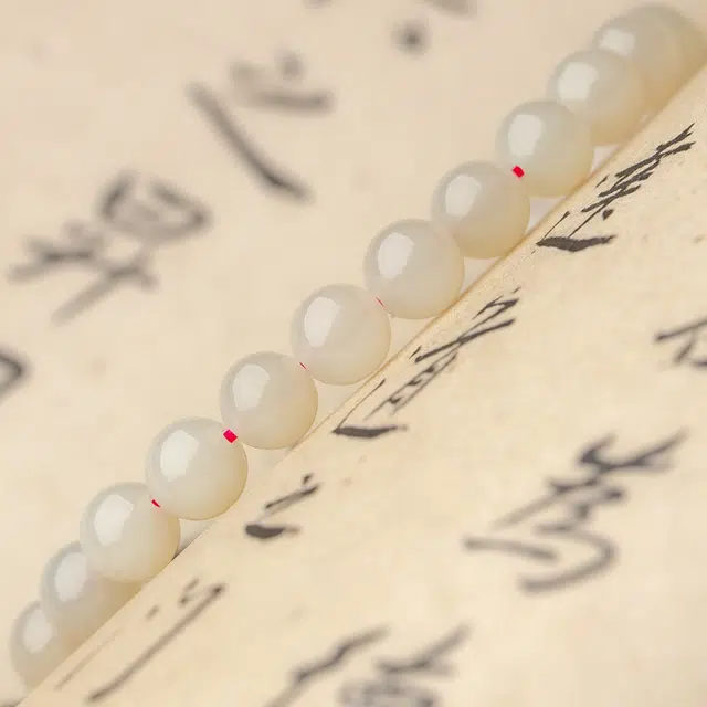 仙源 典雅新中式 仙气转运珠文玩念珠佛珠平安福 和田玉 手串 男女同款情侣款 白玉