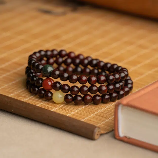 仙源 复古新中式 文玩佛珠念珠多圈平安福百搭饰品 木作 手串 男女同款情侣款 紫檀