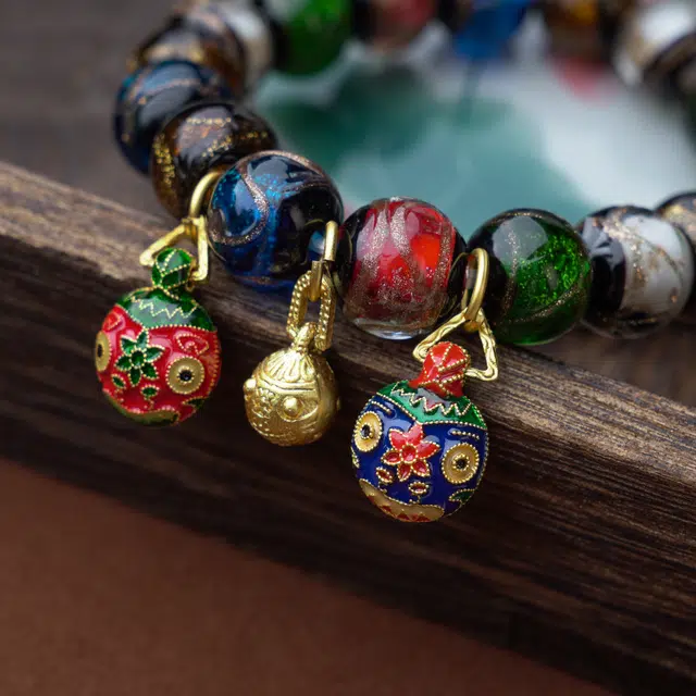 仙源 香灰五彩多宝吞金兽 琉璃 玉石手串 男女同款情侣款