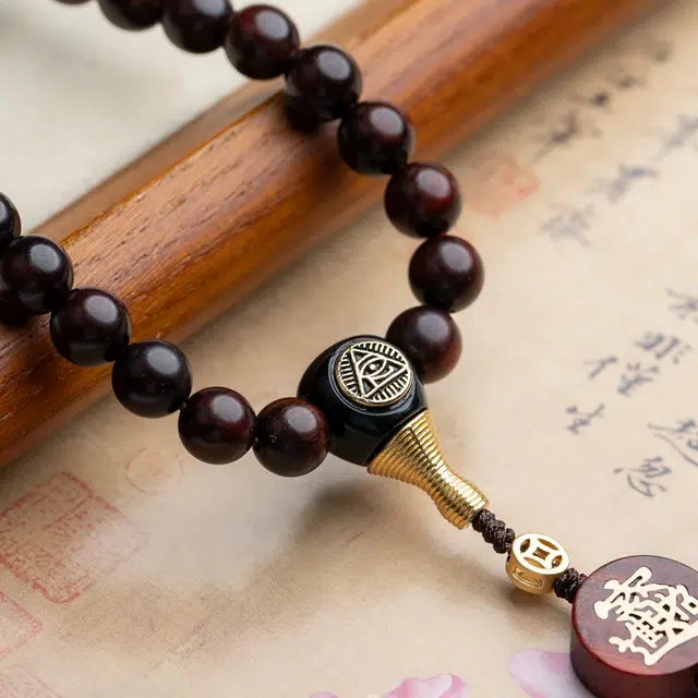 仙源 日进斗金 好事连连 锦上添花 新中式 多圈复古国风招财转运 #好运 紫檀属 木作手串 男女同款情侣款