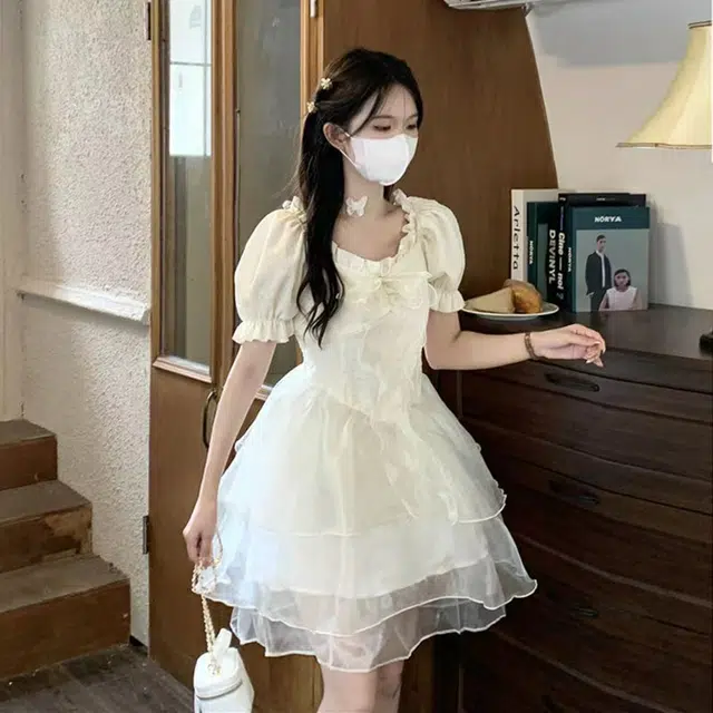 依钗 法式甜美风少女蓬蓬裙等多种设计款式短袖连衣裙 女款