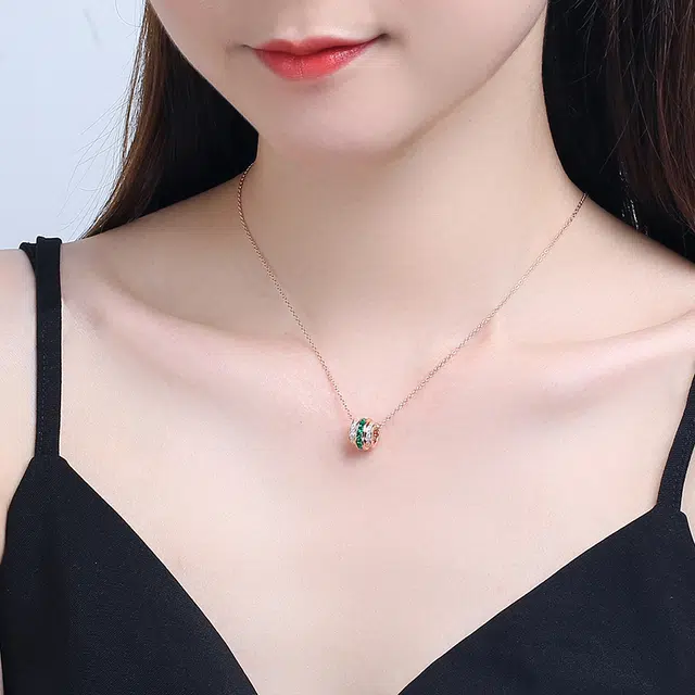 燮乐 时尚路路通转运珠#好运 人工祖母绿 吊坠 女款