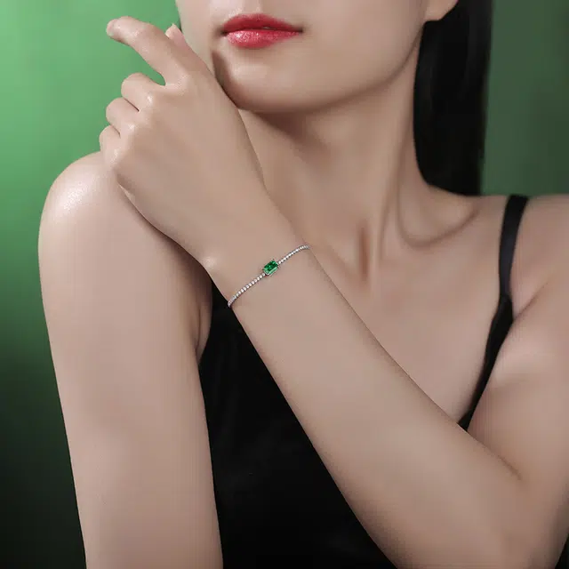 燮乐 萝蔓 时尚手饰 人工祖母绿 手链 女款