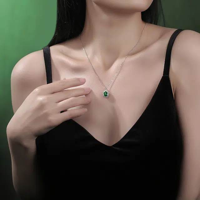 燮乐 清涟 人工祖母绿 吊坠 女款