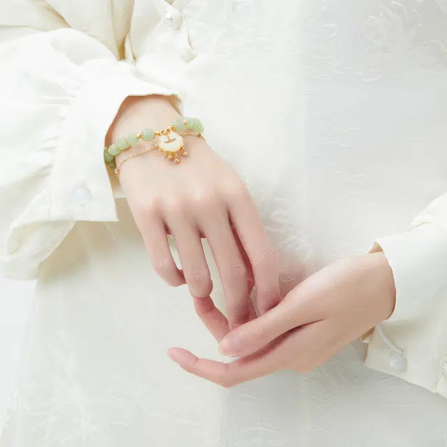 六珍堂 祥云平安锁 轻奢新中式小众 和田玉 手串 女款 青白玉