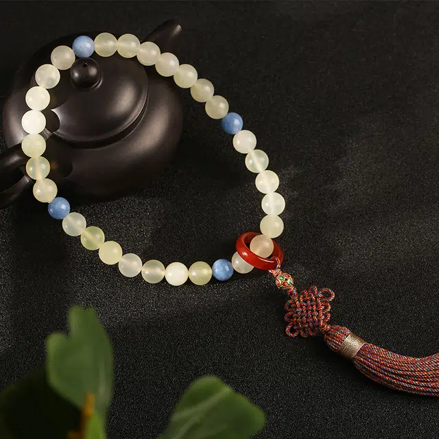 六珍堂 中国结 新年 流苏穗子 玛瑙 玉石手串 女款