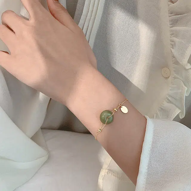 六珍堂 中国风小众设计轻奢高级感 和田玉 手链 女款 青玉