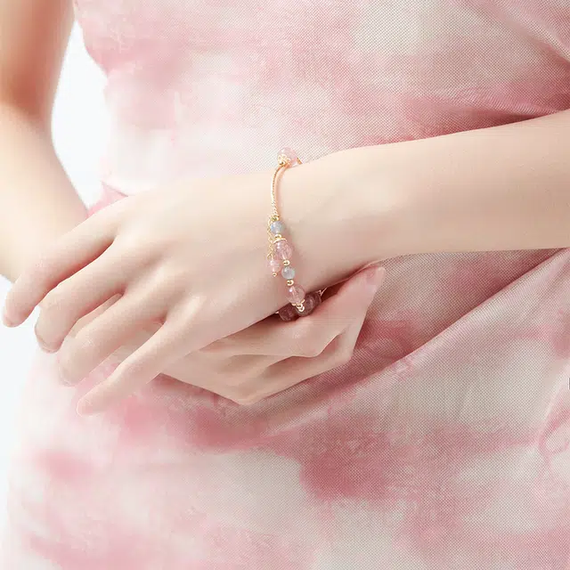 六珍堂 新中式 小清新 甜美蝴蝶结 水晶 玉石手串 女款