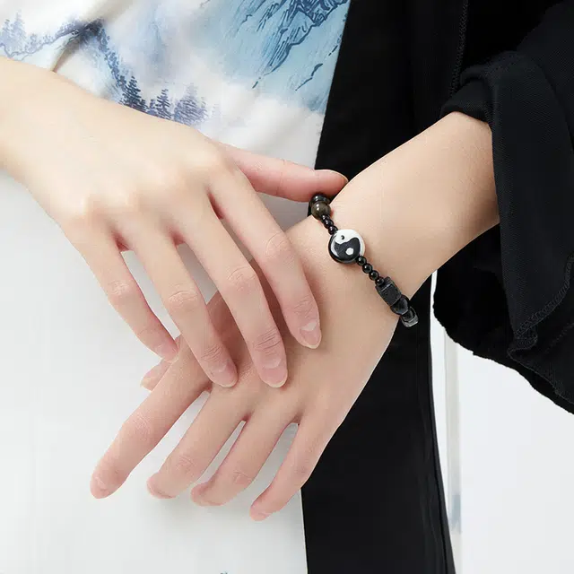 六珍堂 太极地图原创新中式古风饰品 玛瑙 玉石手串 男女同款情侣款