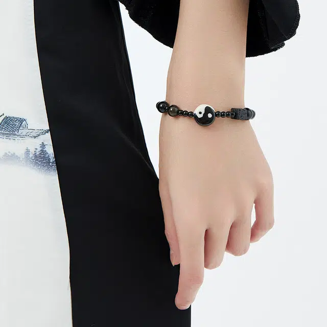 六珍堂 太极地图原创新中式古风饰品 玛瑙 玉石手串 男女同款情侣款