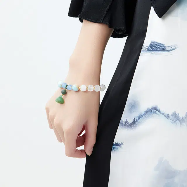 六珍堂 中式复古莲花 寿山石 玉石手串 女款