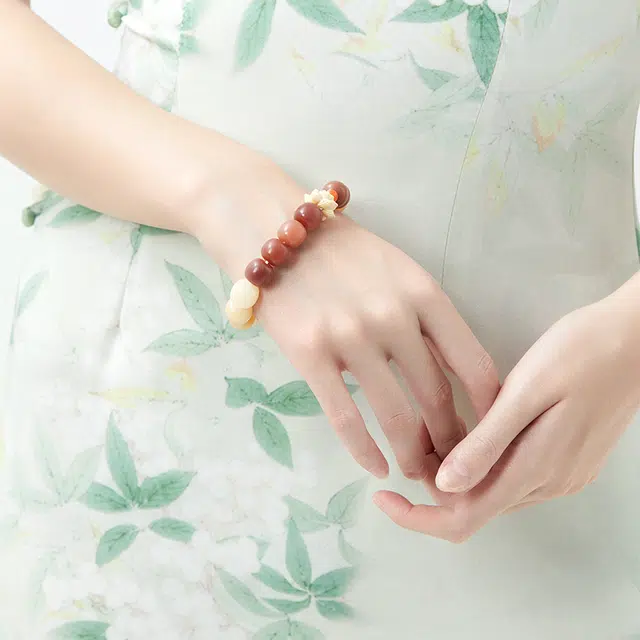 六珍堂 微醺蜜柚 渐变国潮小清新莲花 菩提根 菩提类手串 男女同款情侣款