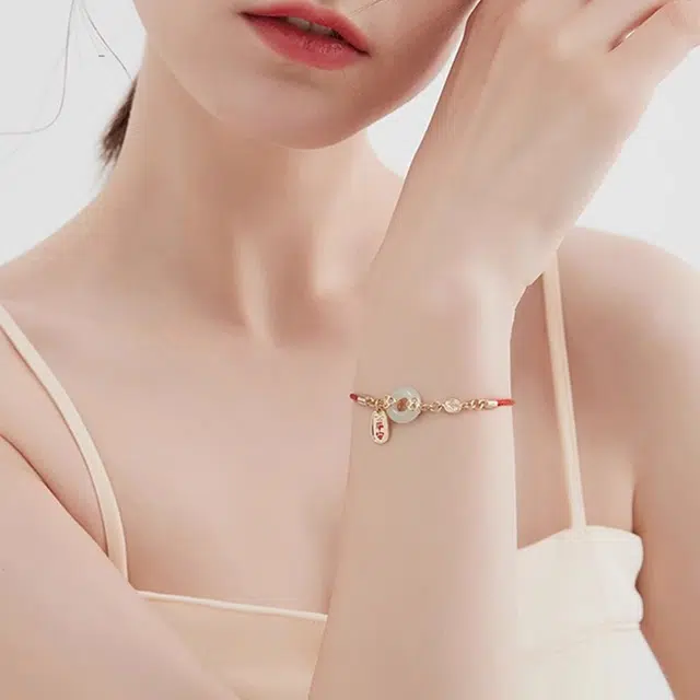 六珍堂 新中式 国风 小众 潮流 平安扣 如意钱币 红绳 琉璃 手链 女款